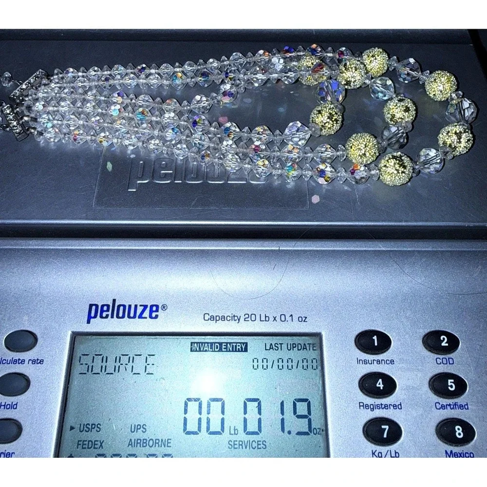 AB Glass Sugar Bead Multi‑Strand Necklace Vintage Sparkle 12